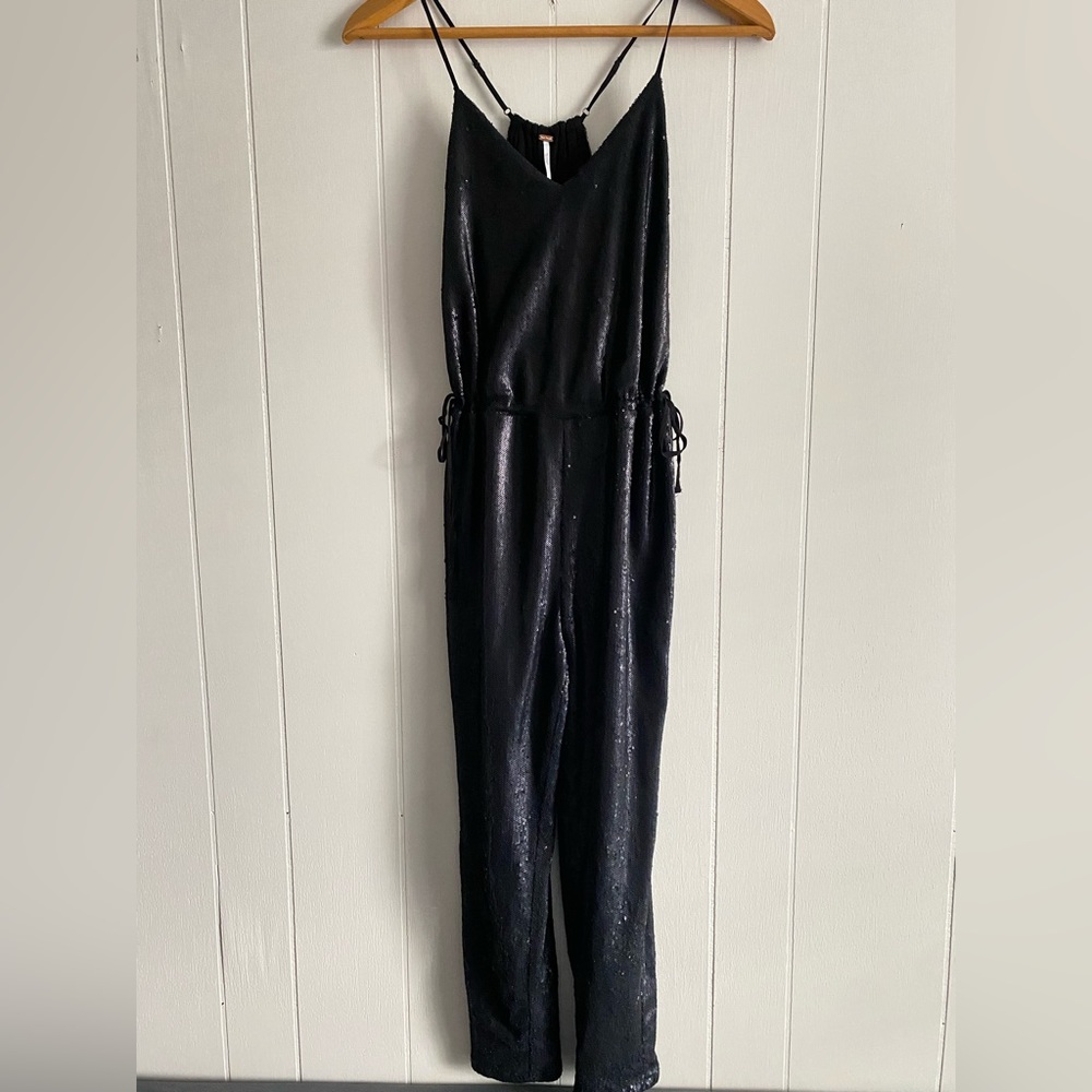 Free People Black Sequin Jumpsuit